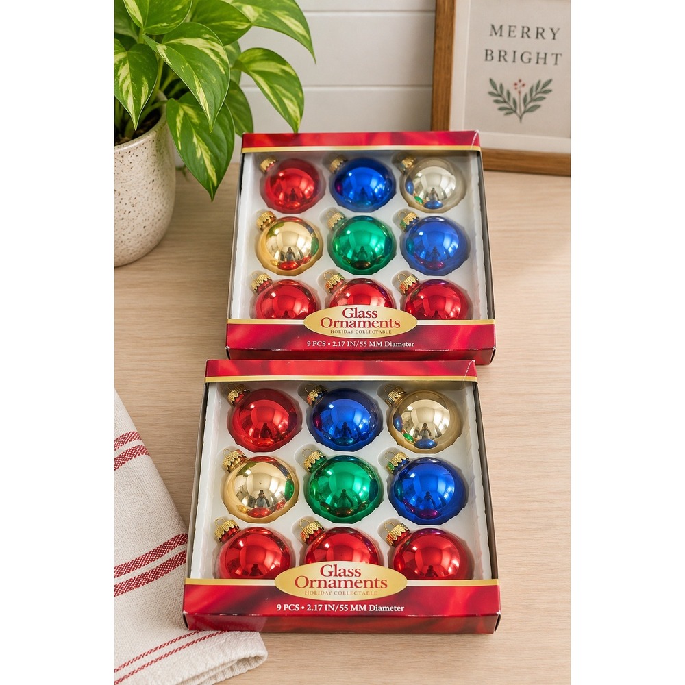 Vintage Style Glass Christmas Ornaments Multi Color Set of 18 Ball Bulbs Bright